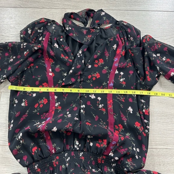 Joie Grover Silk Mini Long Sleeve Dress in Caviar & Dubonnet - Picture 10 of 11